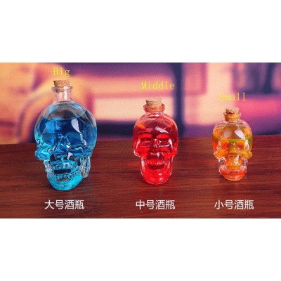 3 Szie Glass Crystal Skull Bottle Crystal Skull Whiskey Vodka Wine gGlass Bottle   282978375999